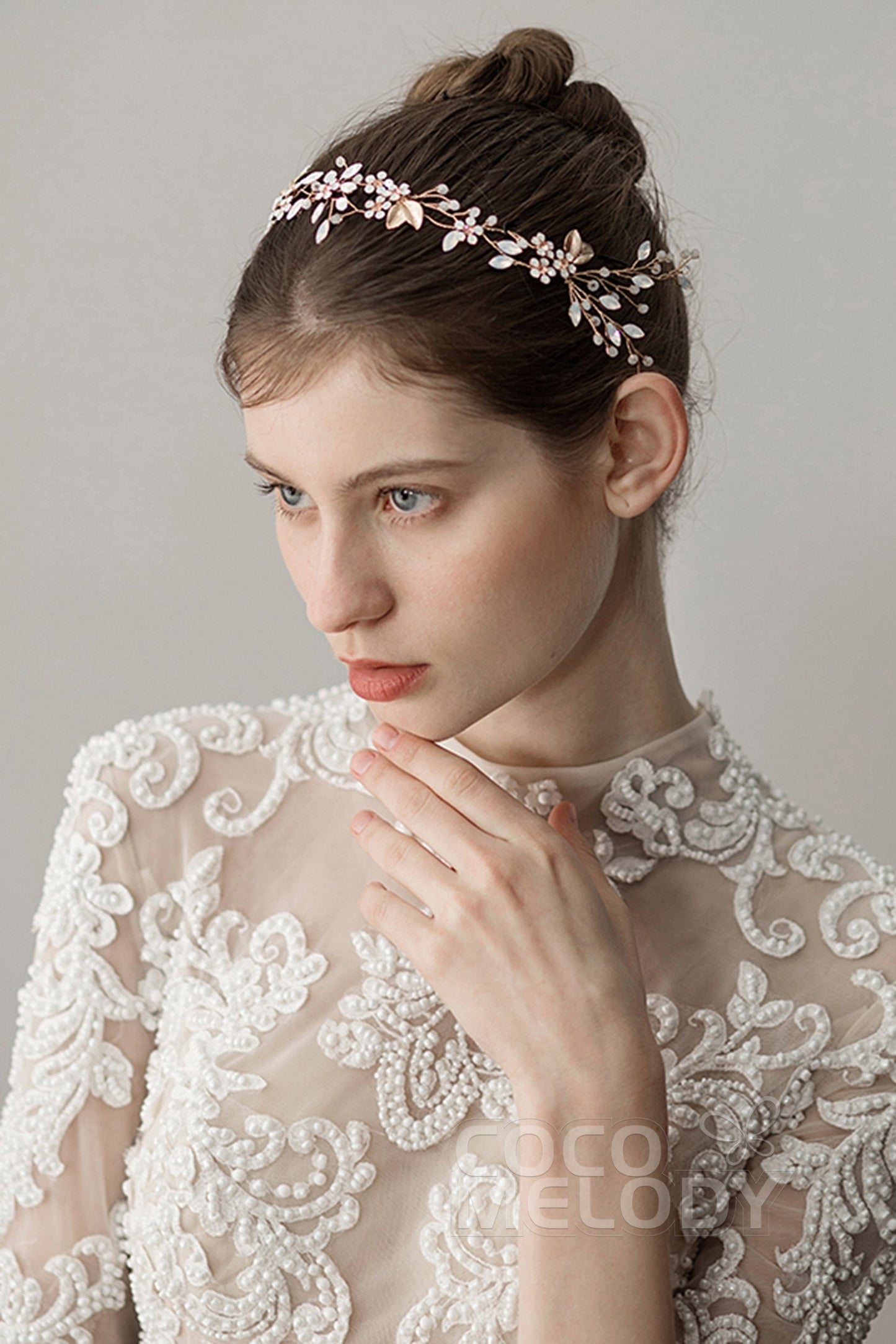 Elegant Alloy Headbands with Opal AH18012