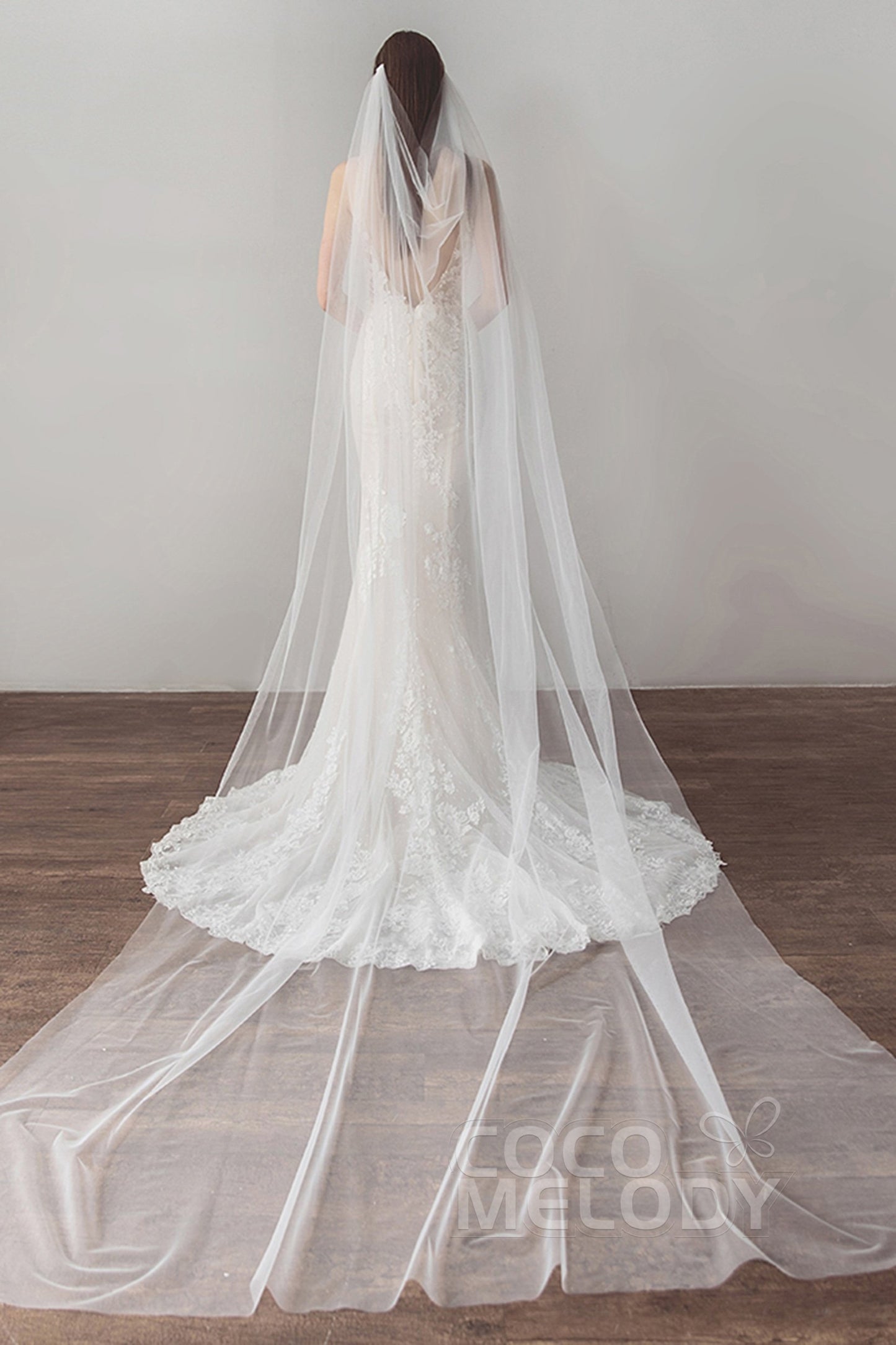 Charming One-tier Cut Edge Tulle Chapel Veils AV18036