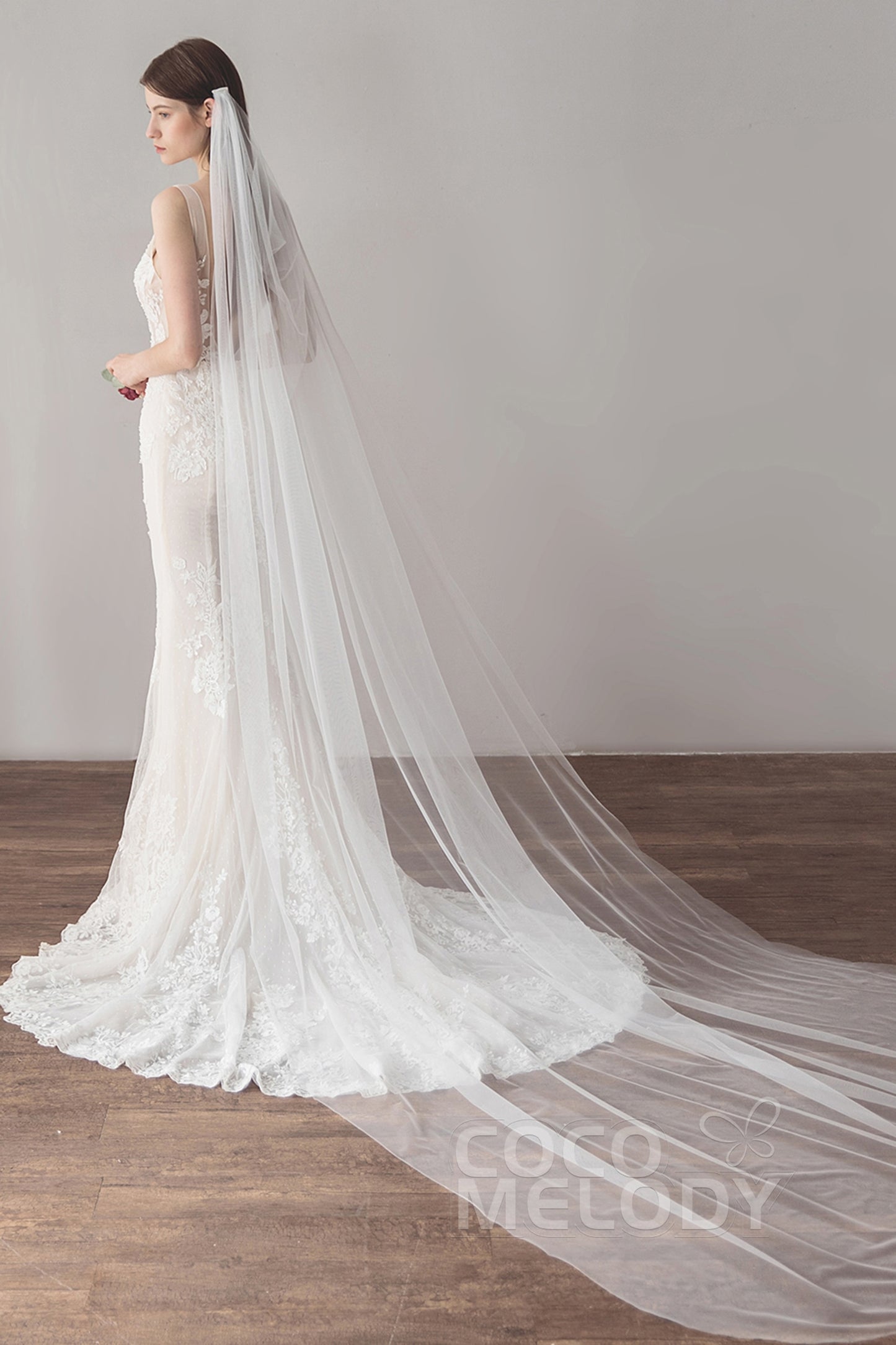 Charming One-tier Cut Edge Tulle Chapel Veils AV18036