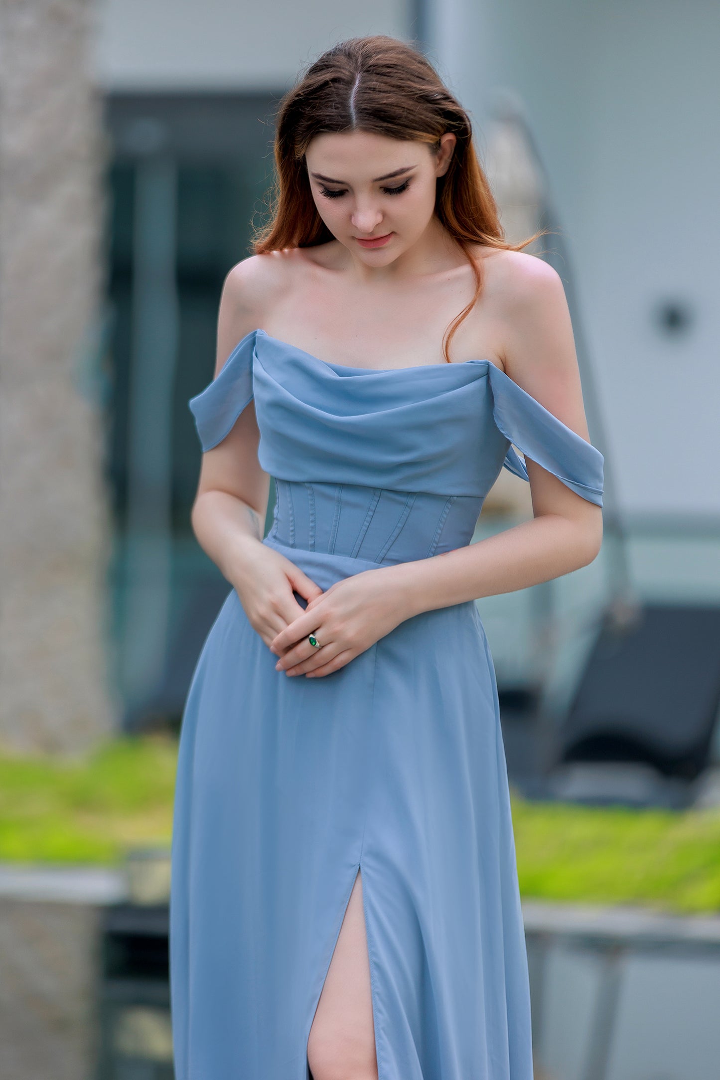 A-Line Floor Length Chiffon Bridesmaid Dress CB0709PS