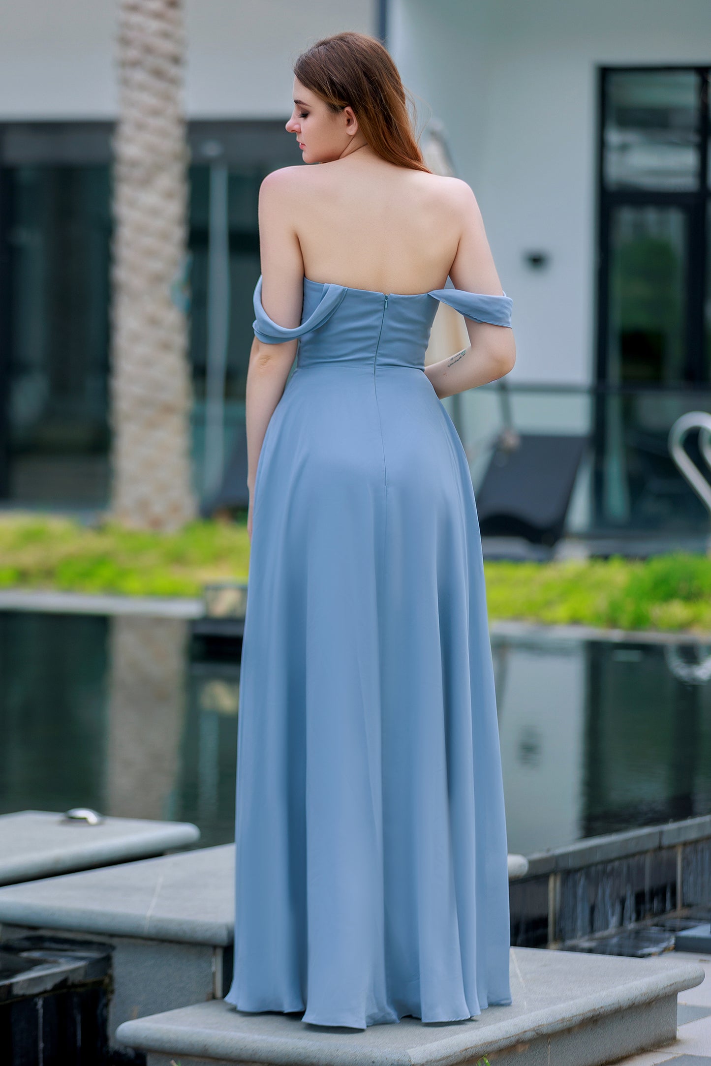 A-Line Floor Length Chiffon Bridesmaid Dress CB0709PS