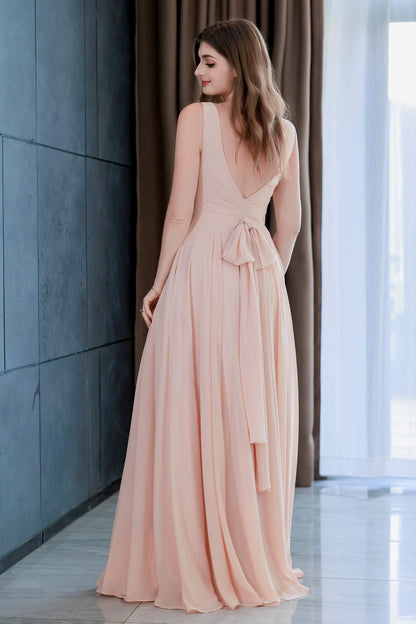 A-Line Floor Length Chiffon Bridesmaid Dress CB0716