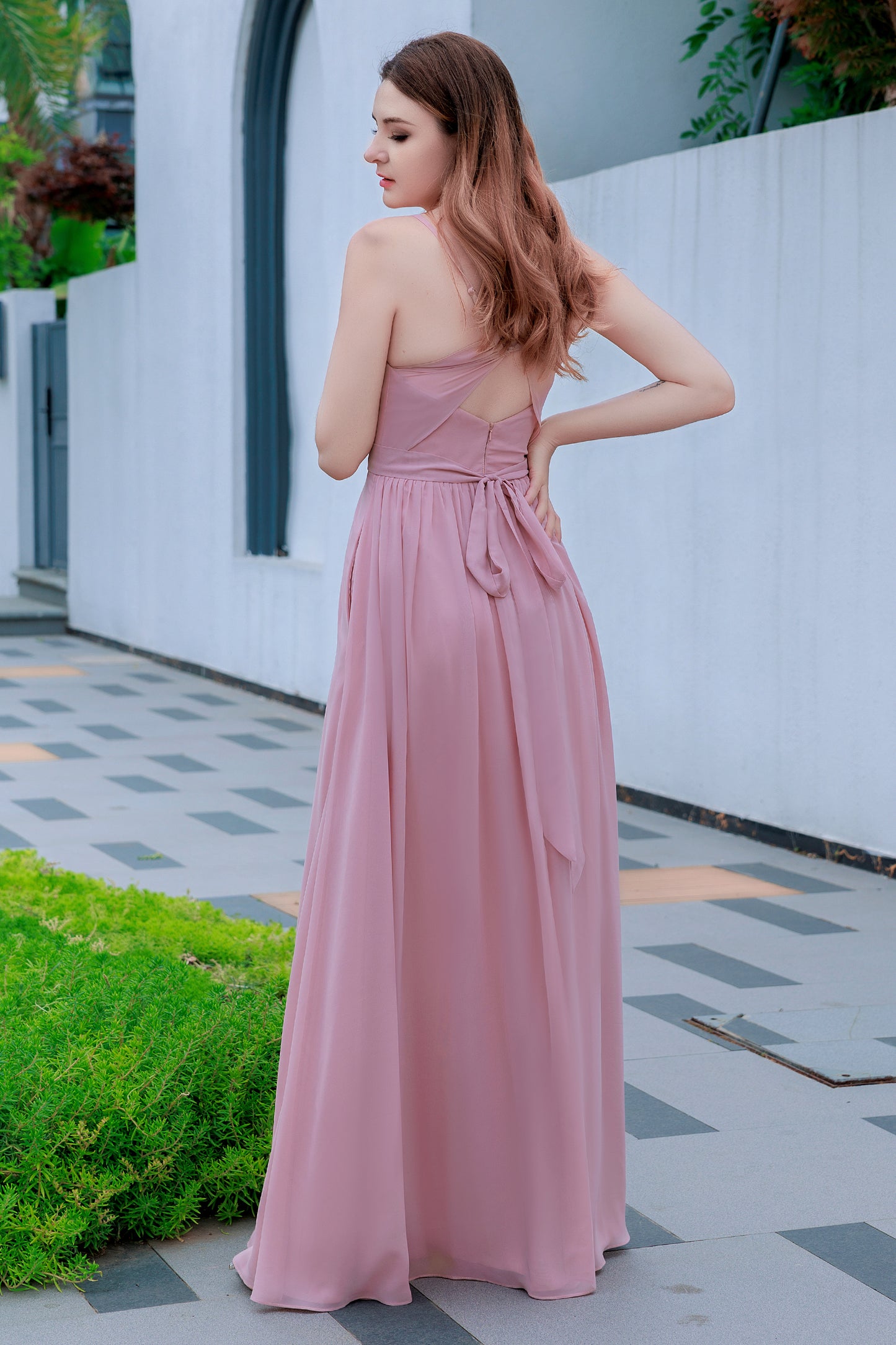 A-Line Floor Length Chiffon Bridesmaid Dress CB0718