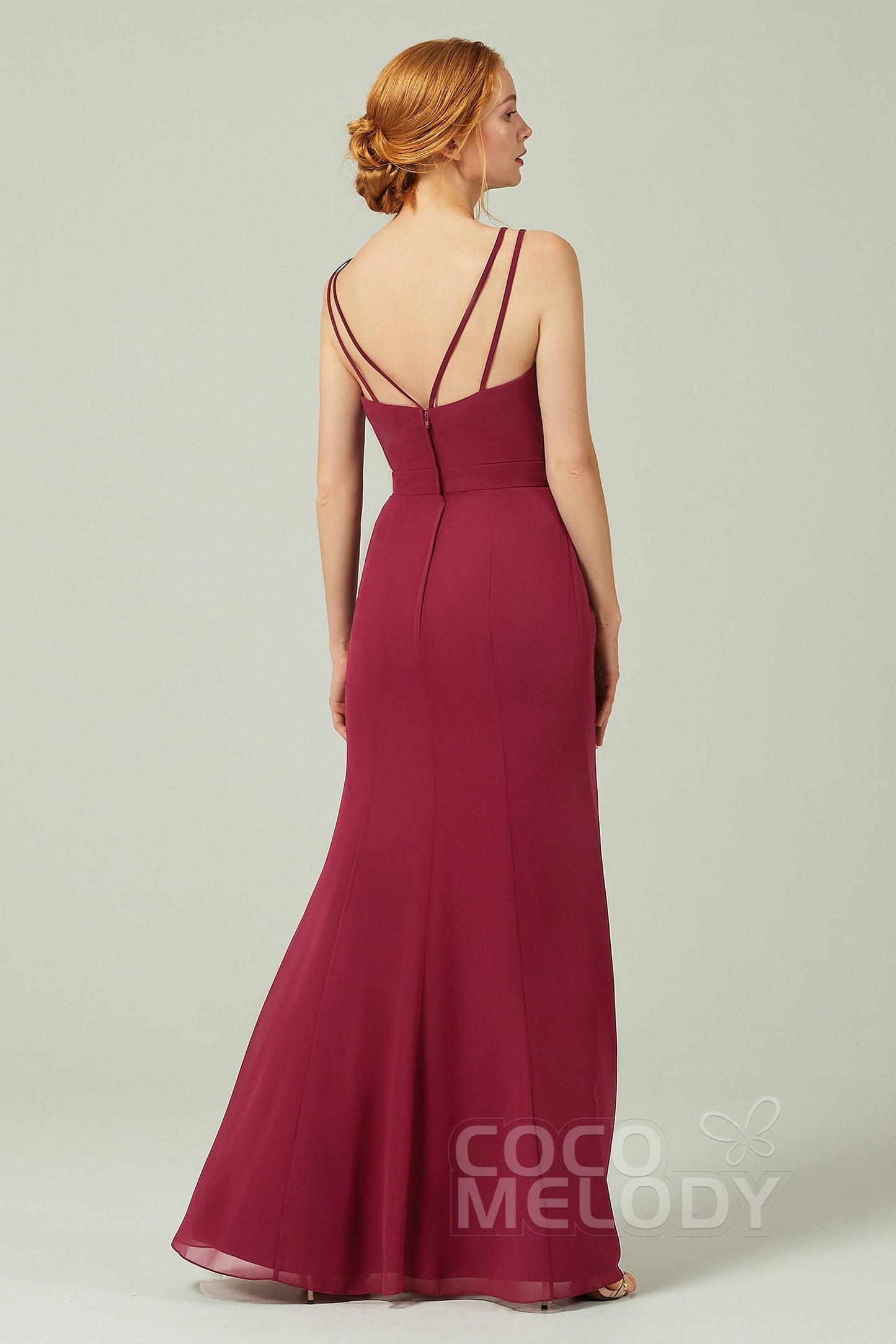 Sheath-Column Floor Length Chiffon Bridesmaid Dress CB0291