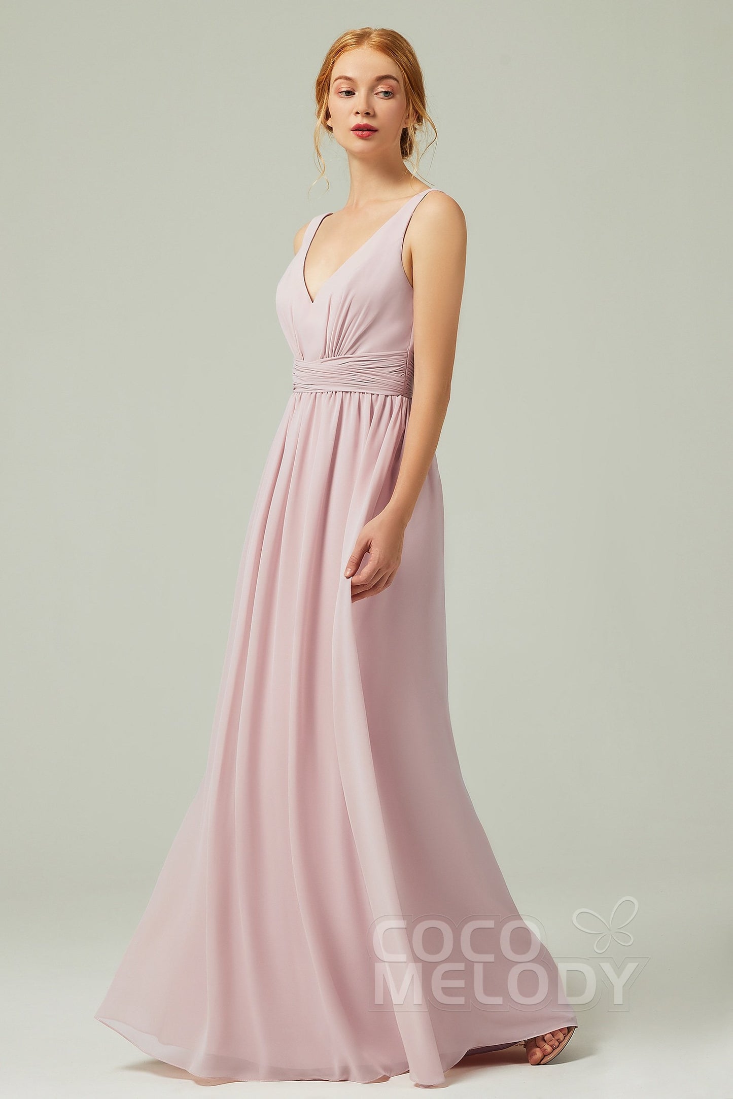 A-Line Floor Length Chiffon Bridesmaid Dress CB0318