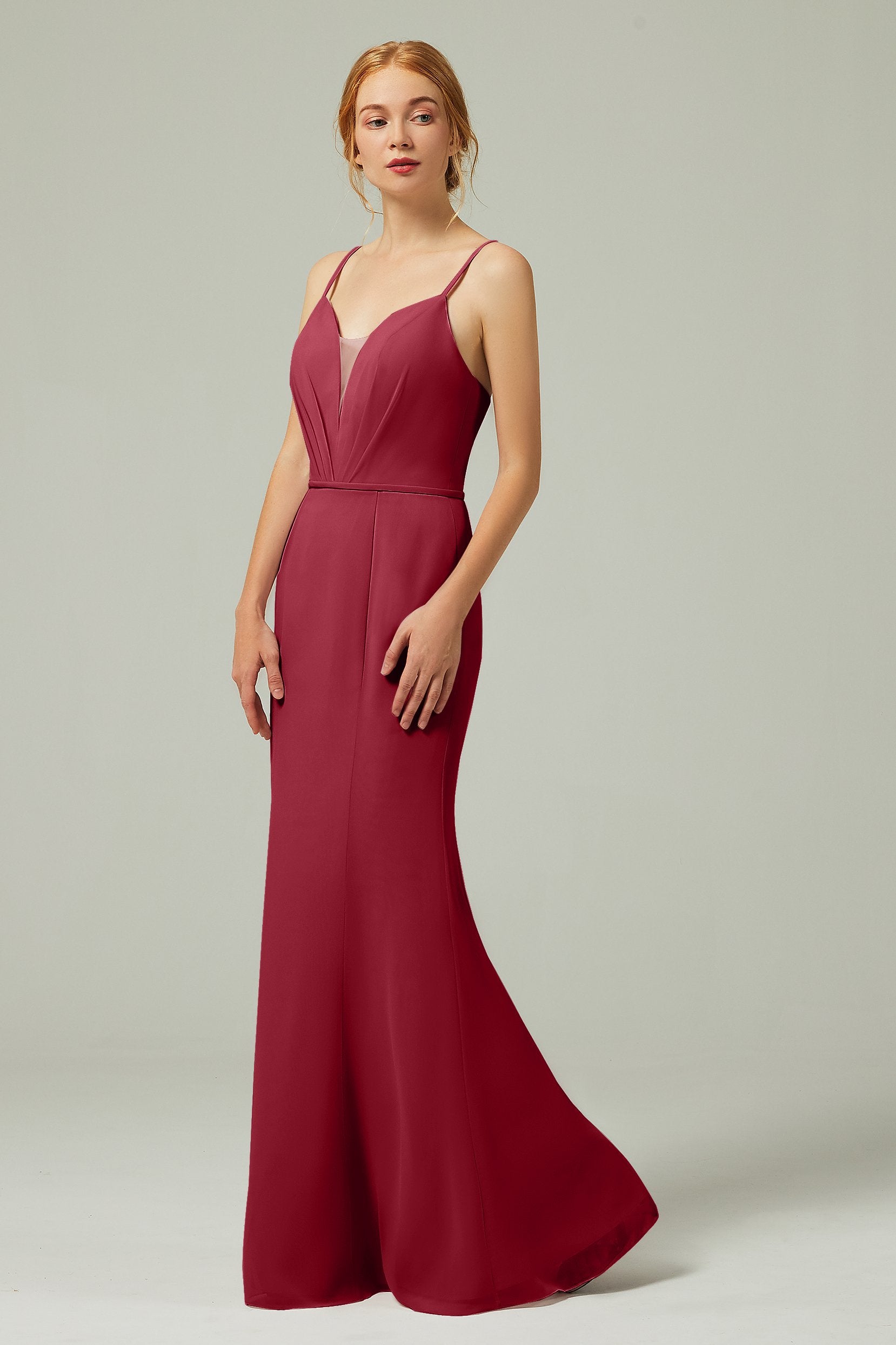 Trumpet-Mermaid Floor Length Chiffon Bridesmaid Dress CB0319