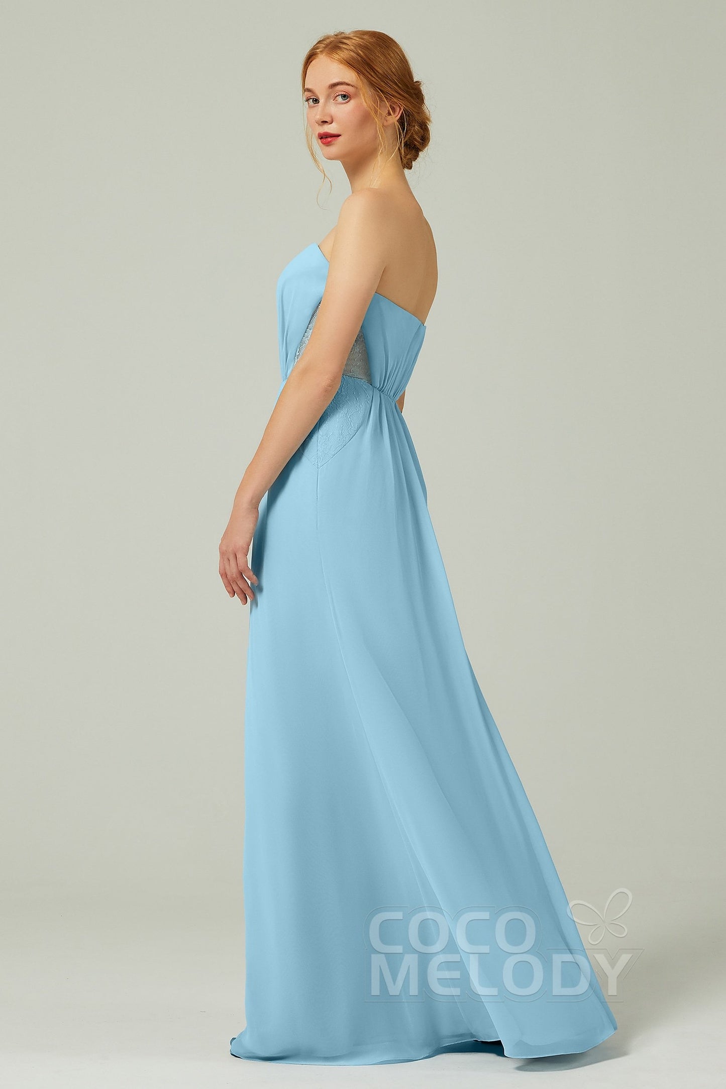 Sheath-Column Floor Length Chiffon Bridesmaid Dress CB0330