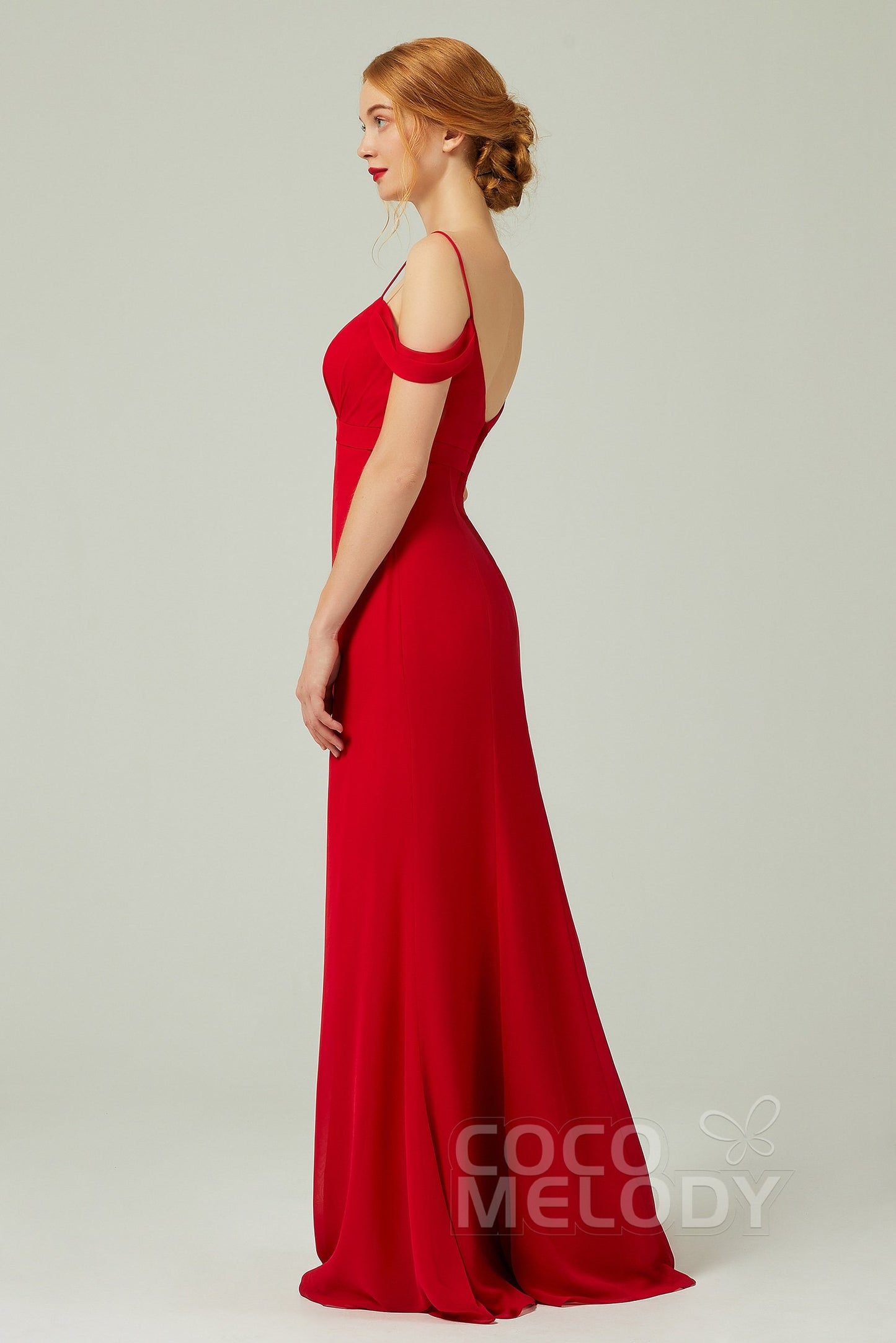 Sheath-Column Floor Length Chiffon Bridesmaid Dress Formal Dresses CB0343