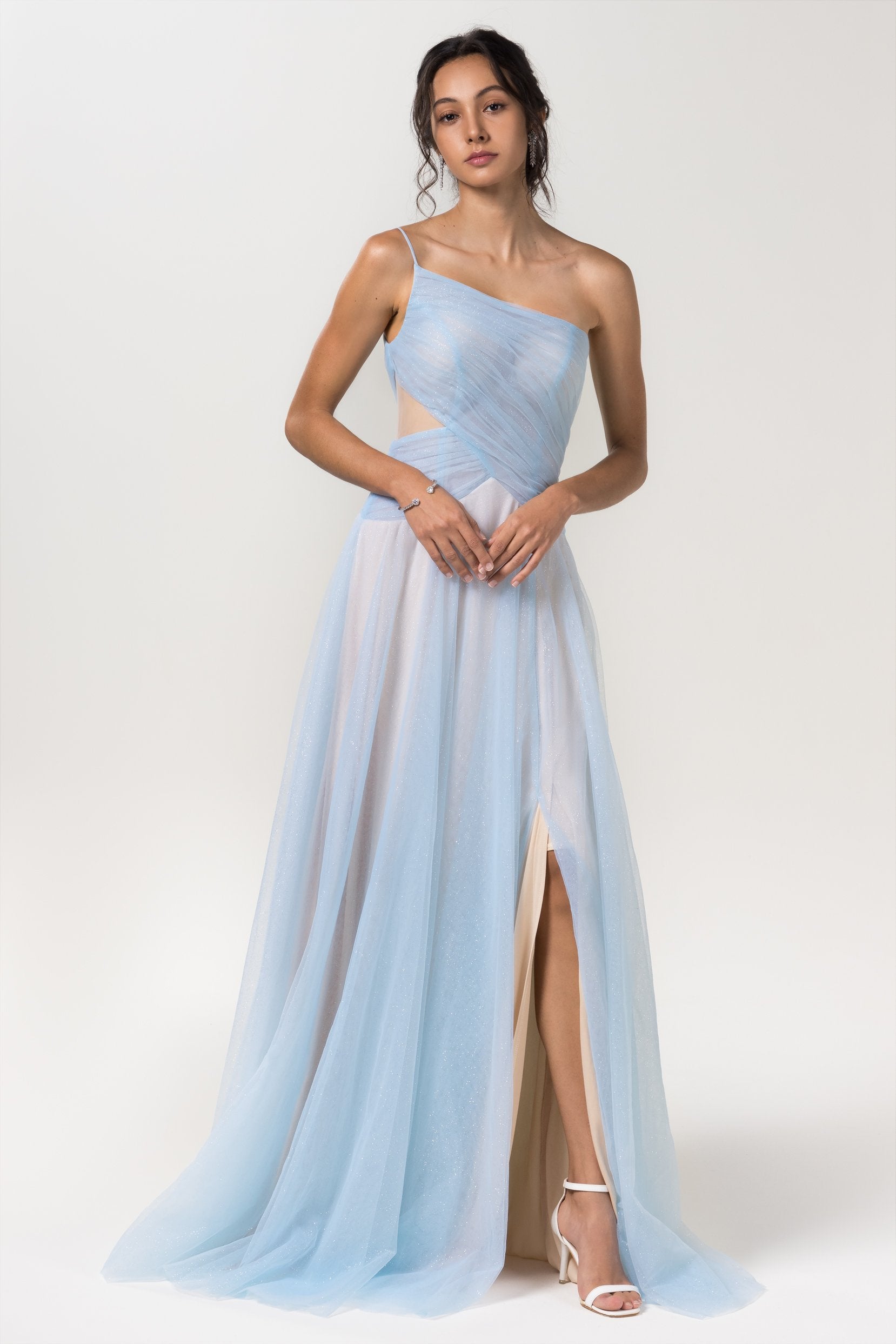 A-Line Floor Length Sparkling Tulle Bridesmaid Dress Formal Dresses CB0612