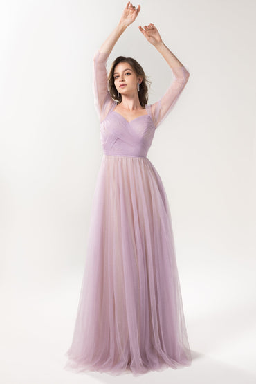 A-Line Floor Length Sparkling Tulle Bridesmaid Dress Formal Dresses CB0616