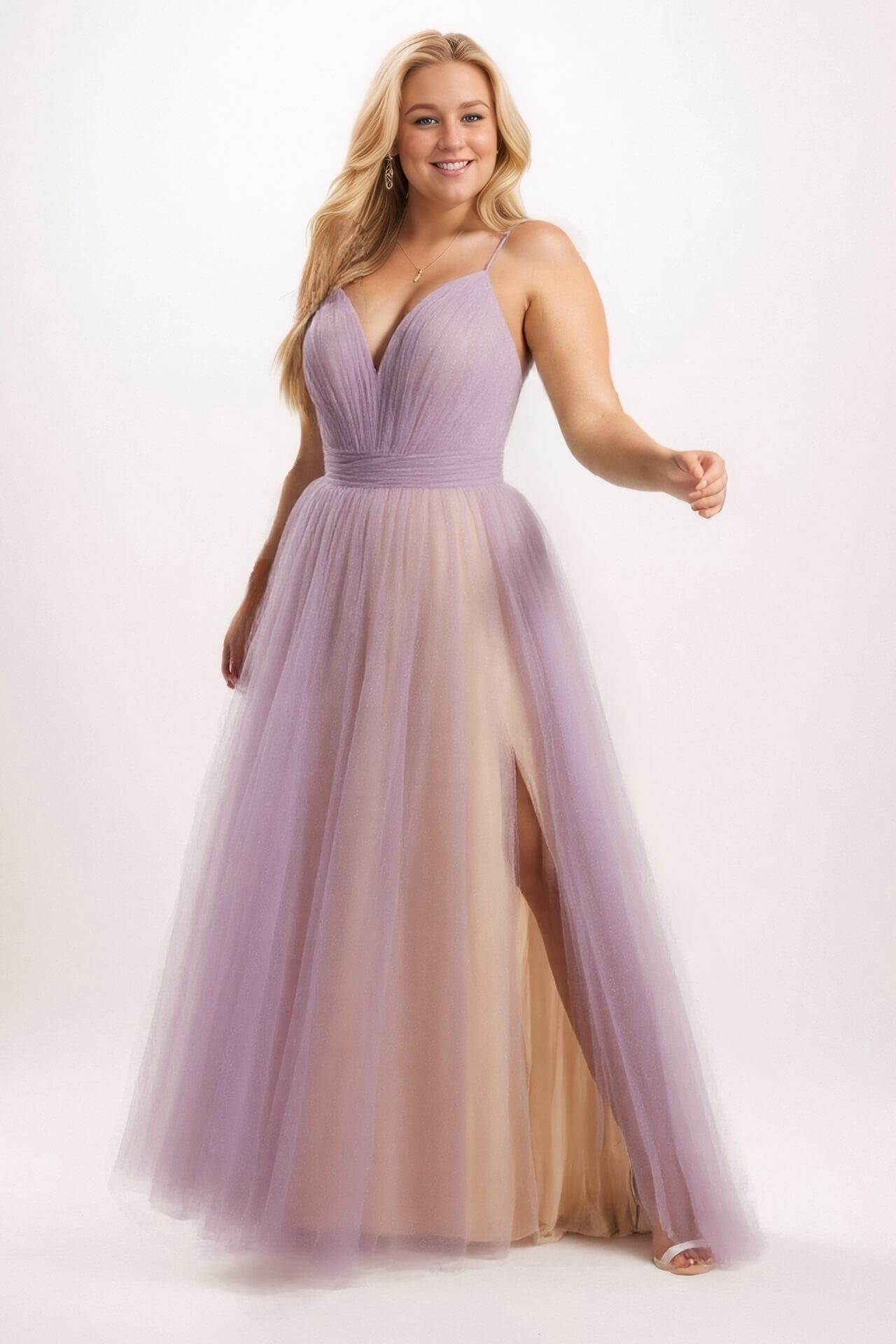 A-Line Floor Length Sparkling Tulle Bridesmaid Dress Formal Dresses CB0621PS