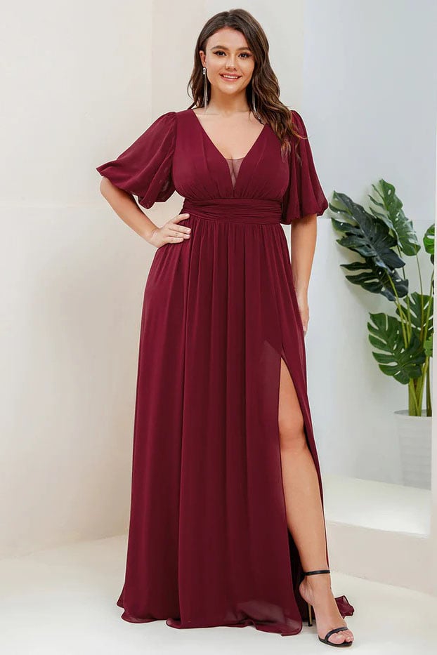 A-Line Floor Length Chiffon Bridesmaid Dress CB0655