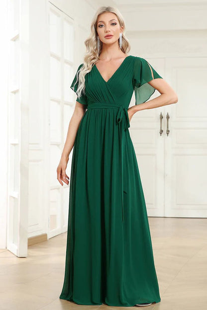 A-Line Floor Length Chiffon Bridesmaid Dress CB0657