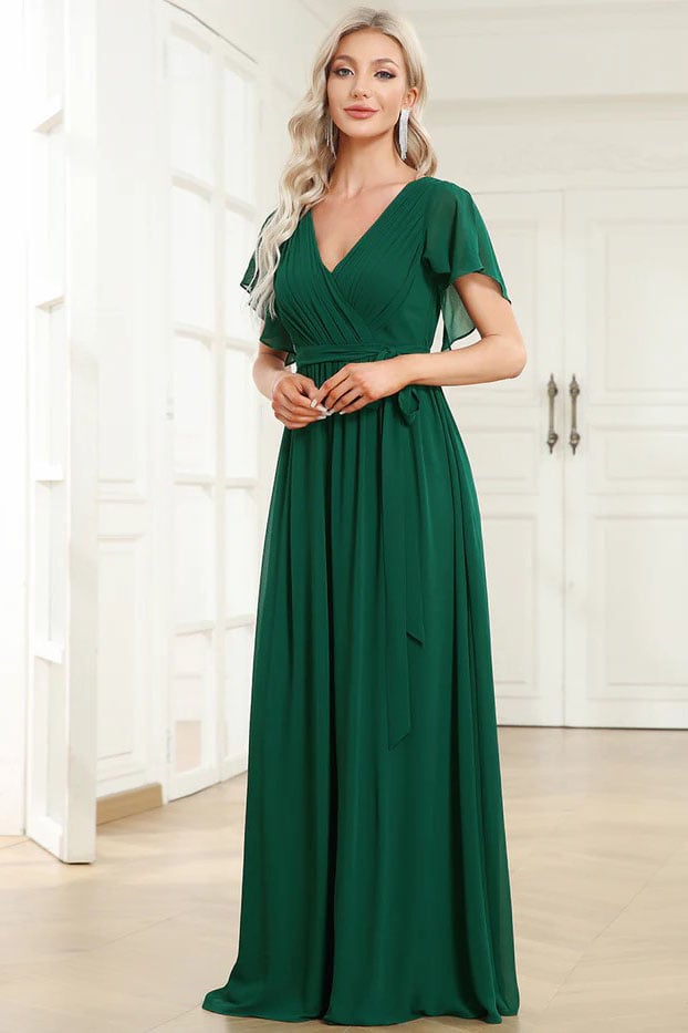 A-Line Floor Length Chiffon Bridesmaid Dress CB0657