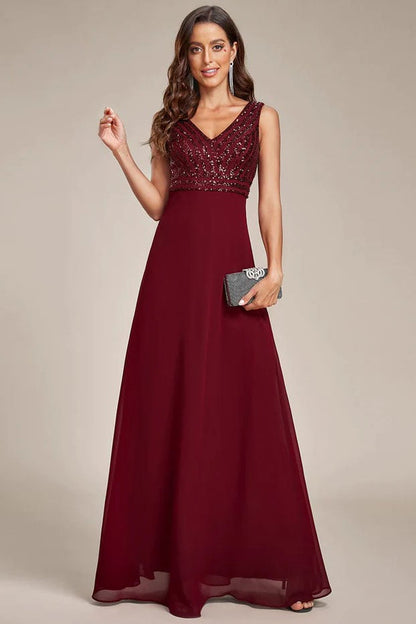 A-Line Floor Length Chiffon Bridesmaid Dress CB0663