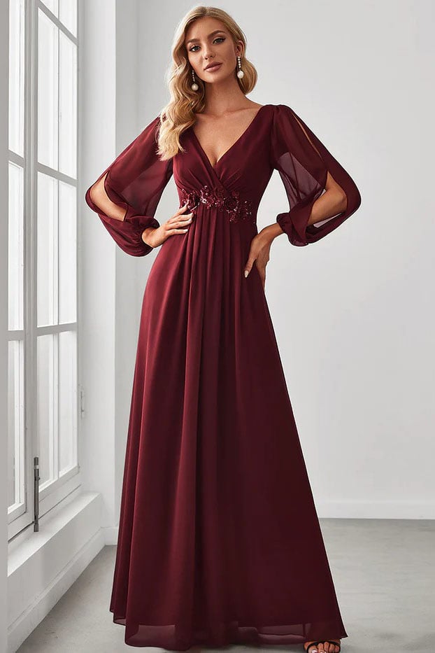 A-Line Floor Length Chiffon Bridesmaid Dress CB0672