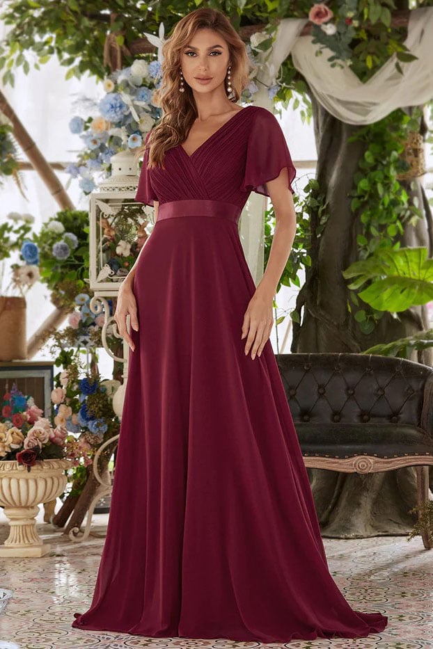 A-Line Floor Length Chiffon Bridesmaid Dress CB0682