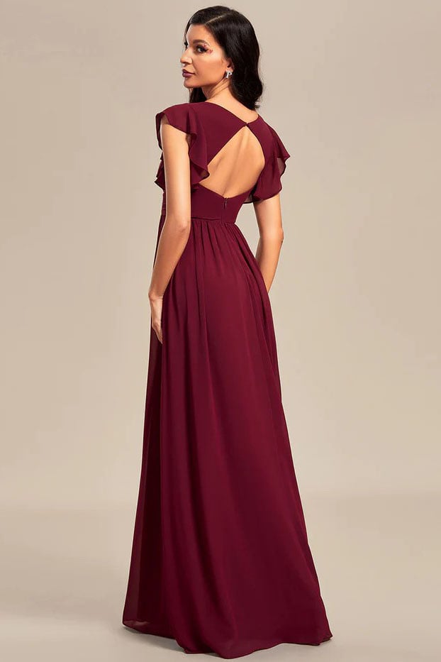 A-line V-Neck on sale Floor-Length Chiffon Bridesmaid Dress #251588