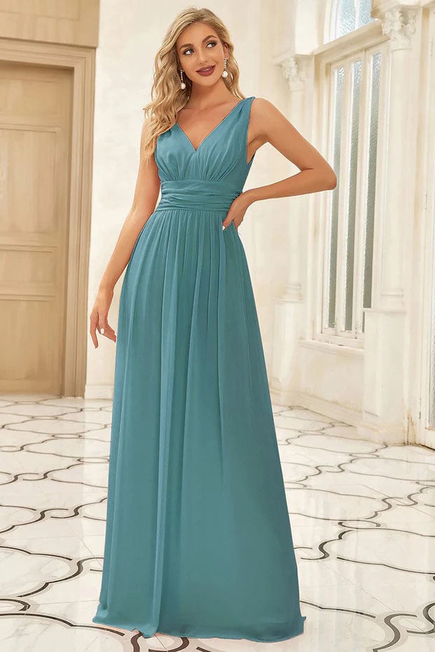 A-Line Floor Length Chiffon Bridesmaid Dress CB0697