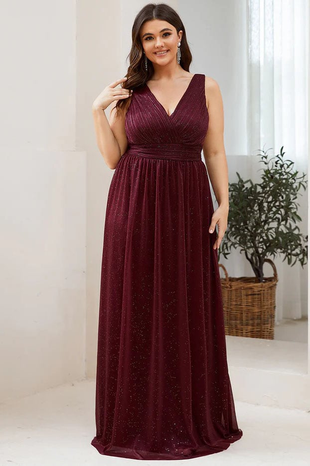 A-Line Floor Length Glitter Bridesmaid Dress CB0703