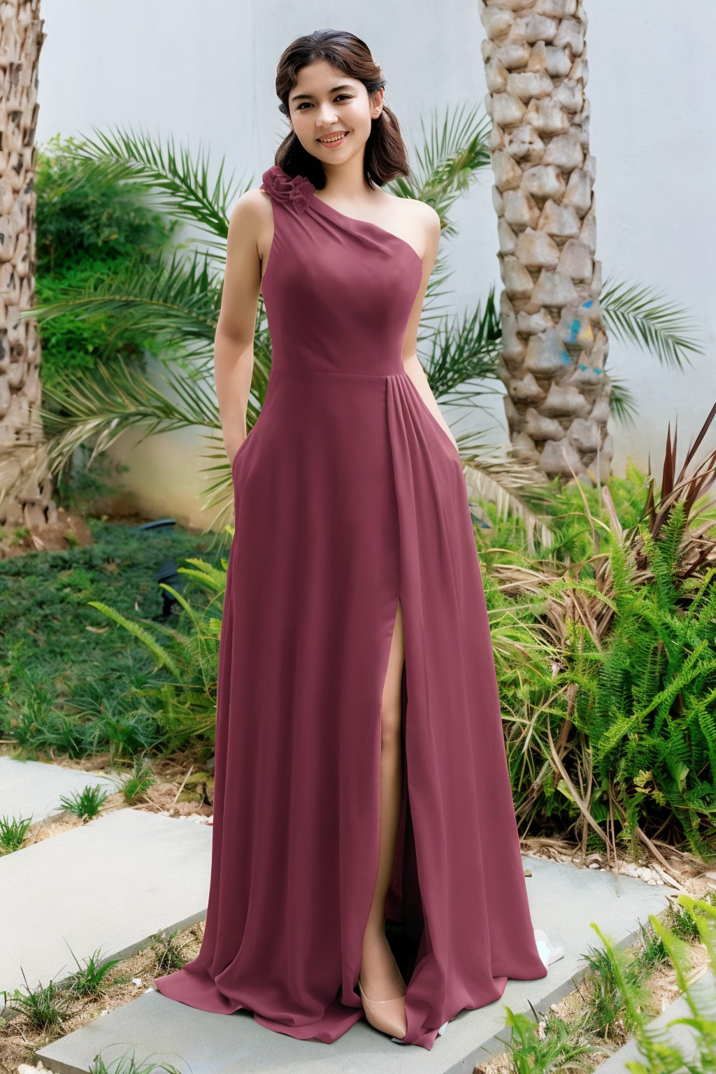 A-Line Floor Length Chiffon Bridesmaid Dress CB0707