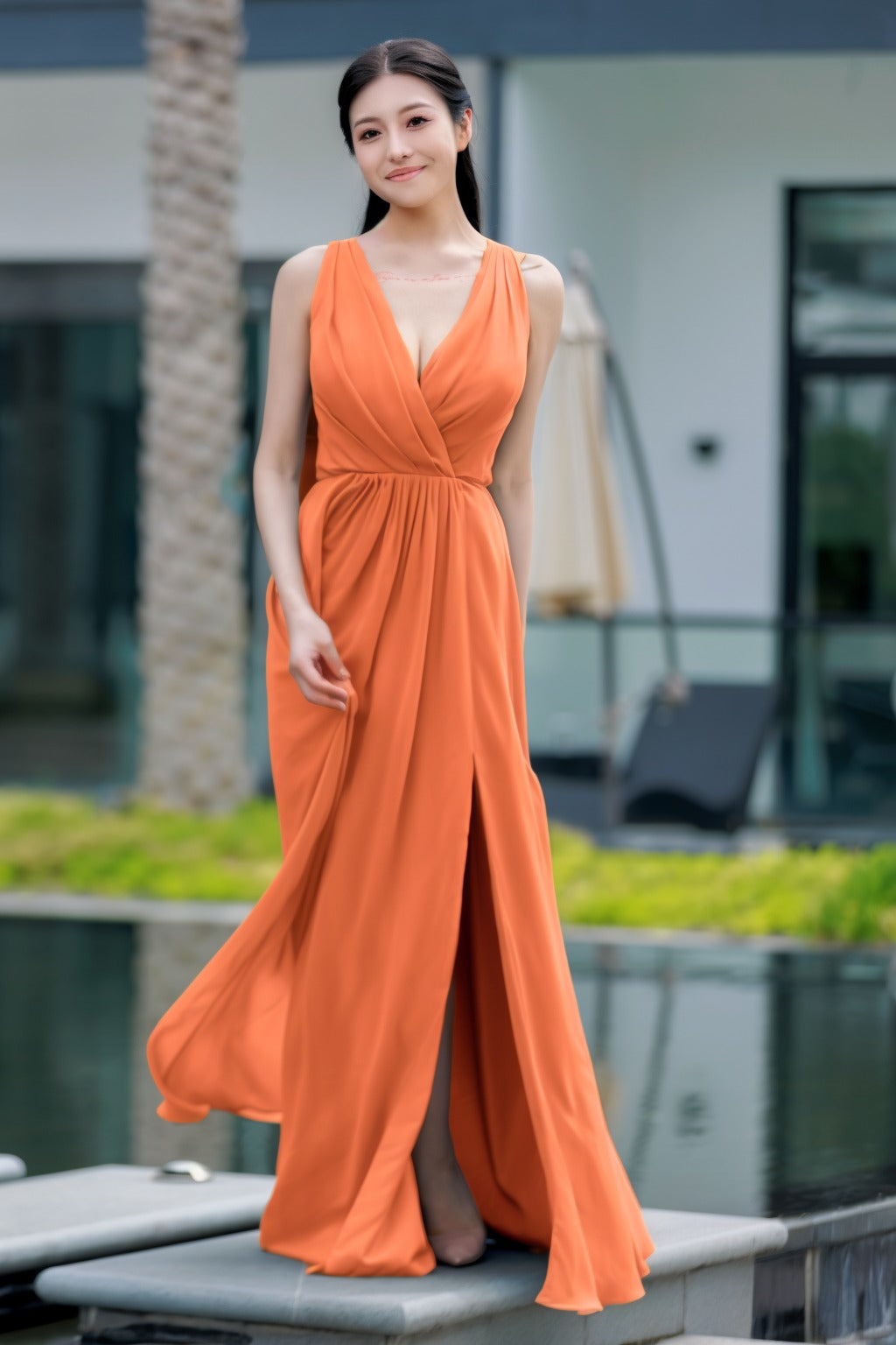 A-Line Floor Length Chiffon Bridesmaid Dress CB0708