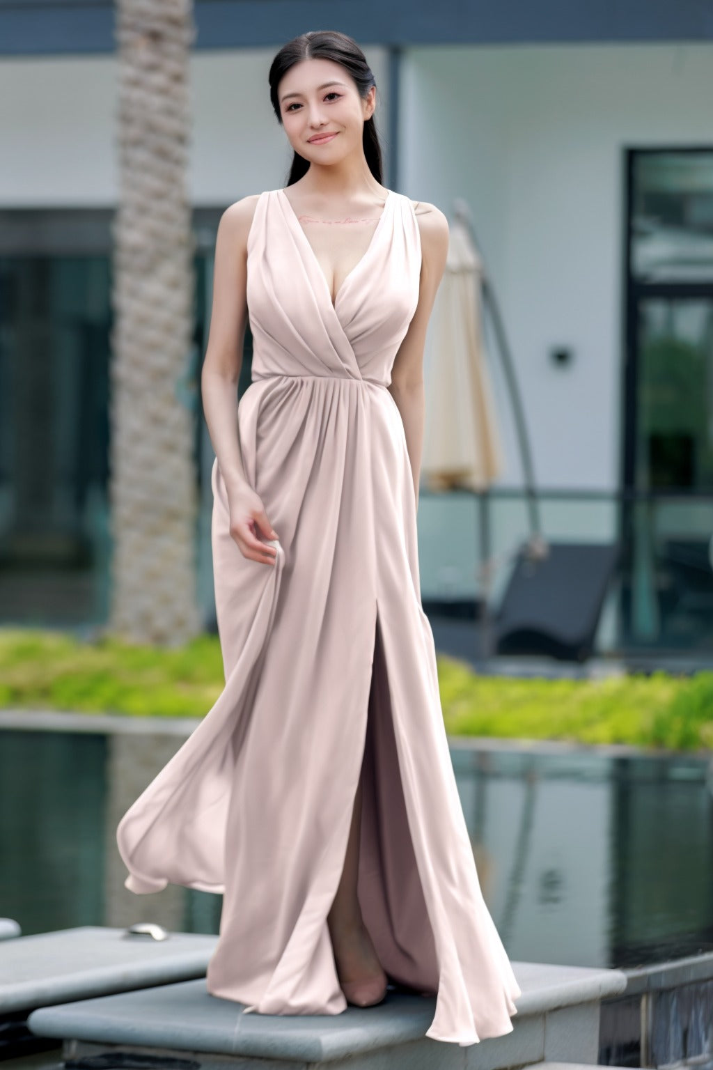 A-Line Floor Length Chiffon Bridesmaid Dress CB0708