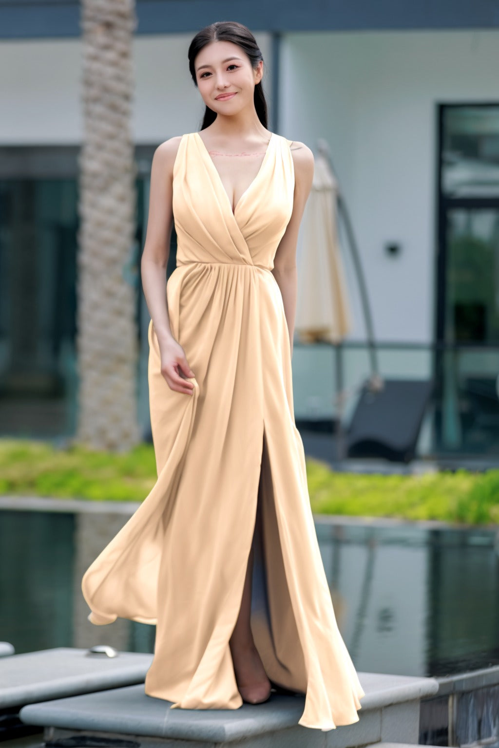 A-Line Floor Length Chiffon Bridesmaid Dress CB0708