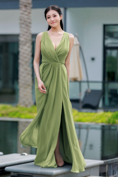 A-Line Floor Length Chiffon Bridesmaid Dress CB0708