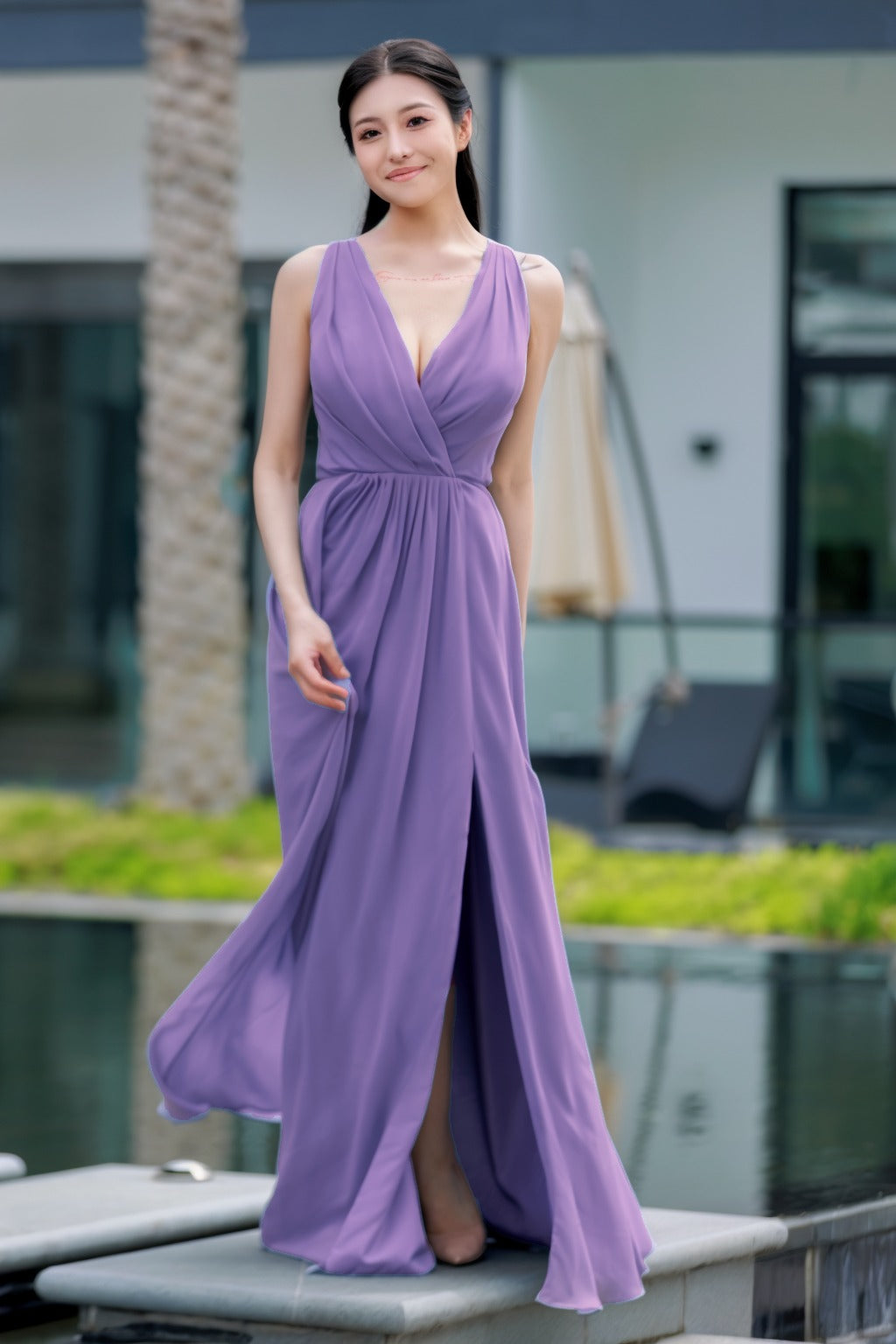 A-Line Floor Length Chiffon Bridesmaid Dress CB0708