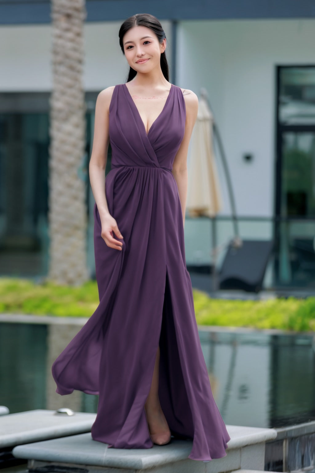 A-Line Floor Length Chiffon Bridesmaid Dress CB0708