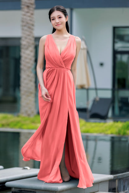 A-Line Floor Length Chiffon Bridesmaid Dress CB0708