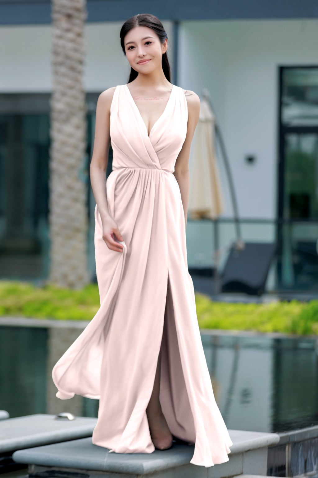 A-Line Floor Length Chiffon Bridesmaid Dress CB0708