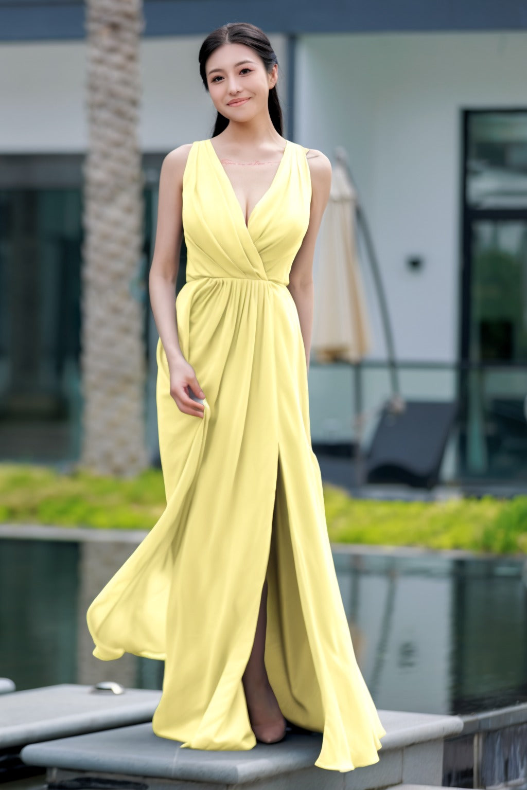 A-Line Floor Length Chiffon Bridesmaid Dress CB0708