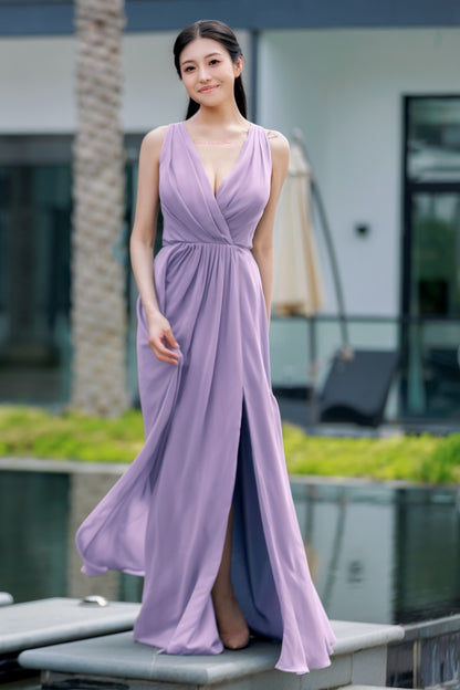 A-Line Floor Length Chiffon Bridesmaid Dress CB0708