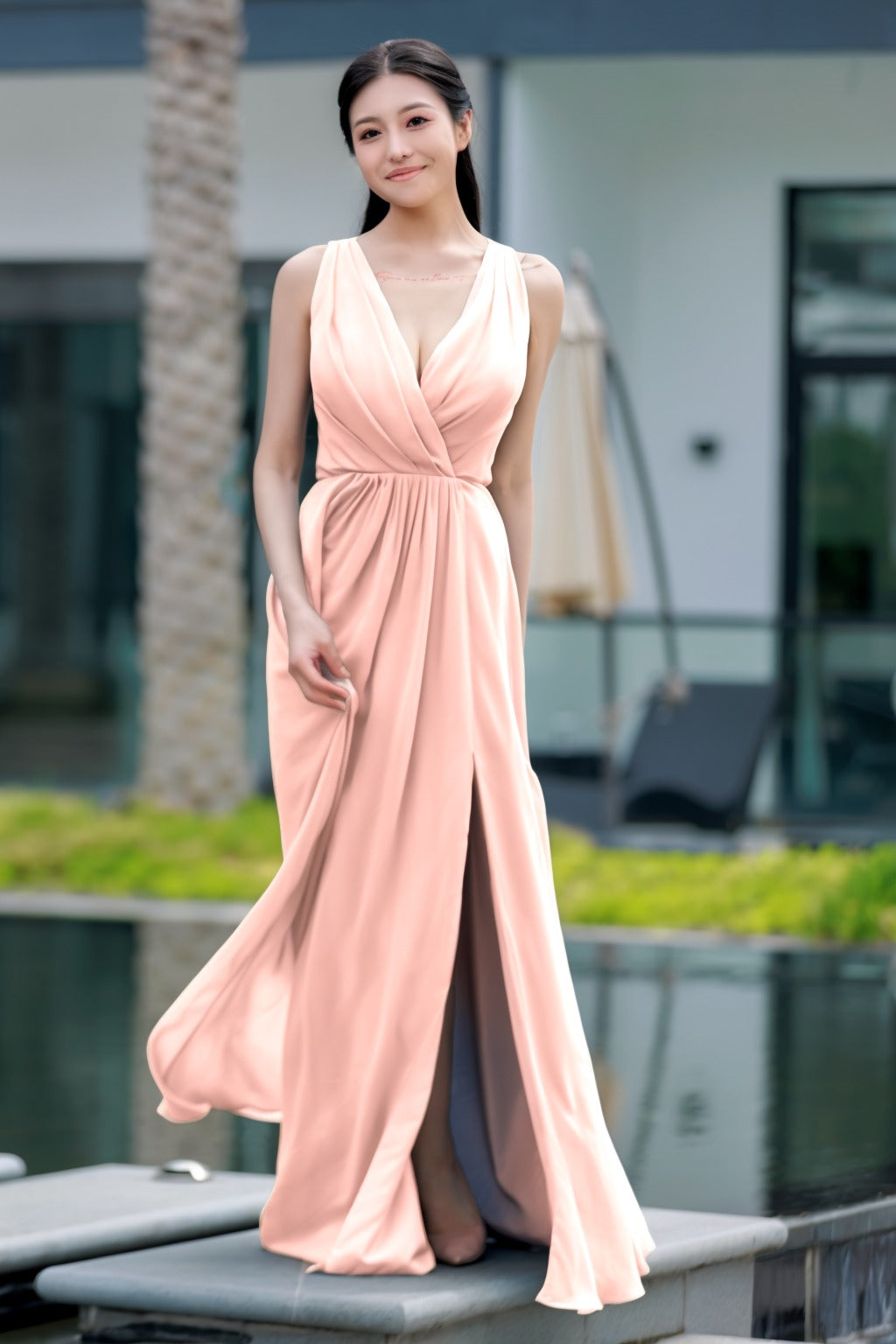 A-Line Floor Length Chiffon Bridesmaid Dress CB0708