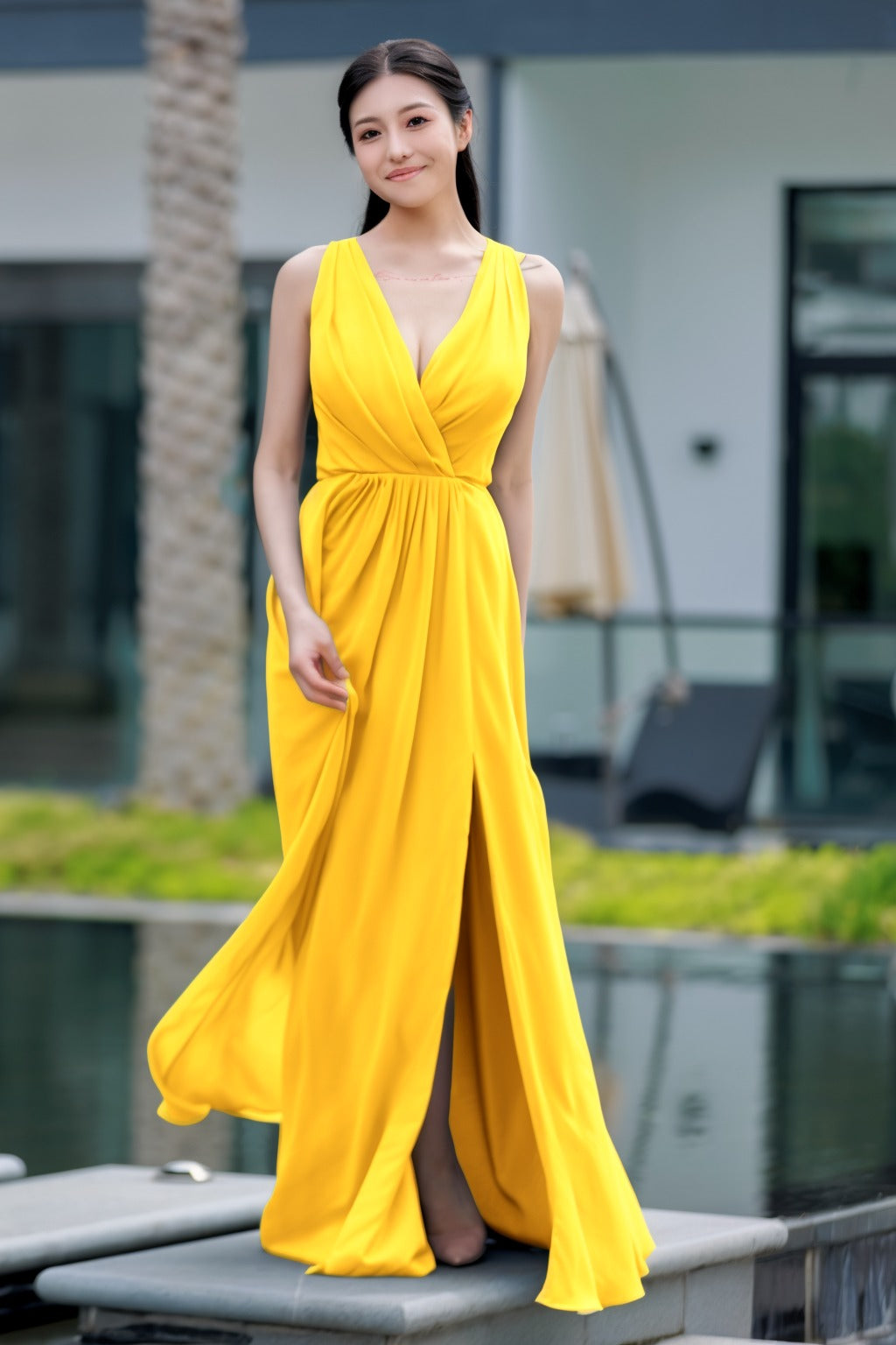 A-Line Floor Length Chiffon Bridesmaid Dress CB0708