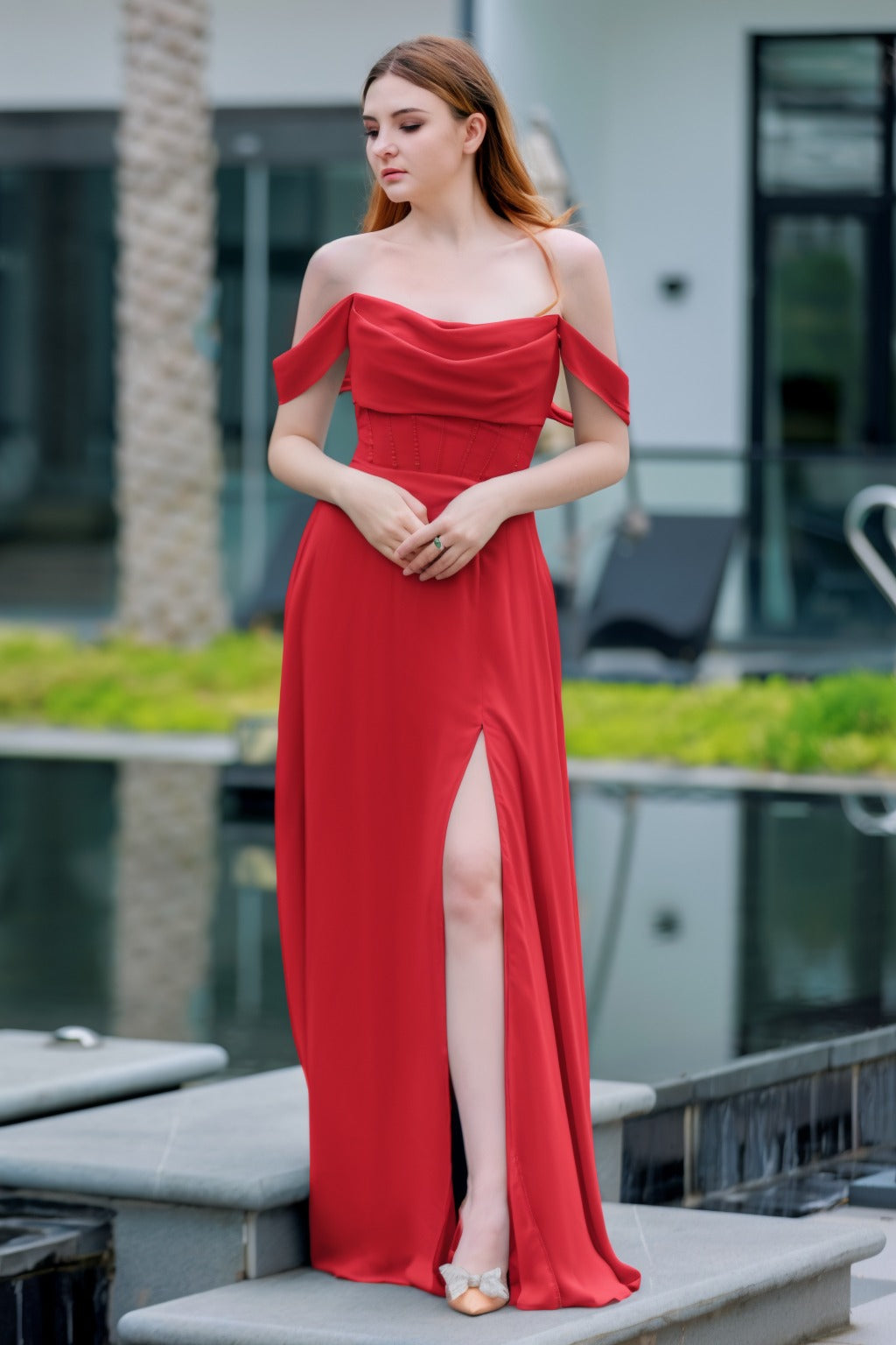 A-Line Floor Length Chiffon Bridesmaid Dress CB0709PS