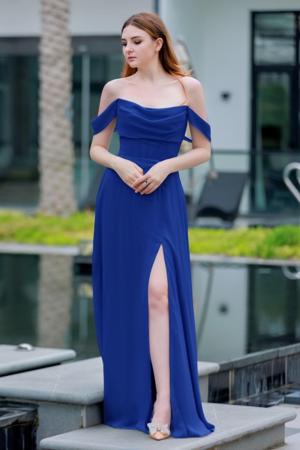 A-Line Floor Length Chiffon Bridesmaid Dress CB0709