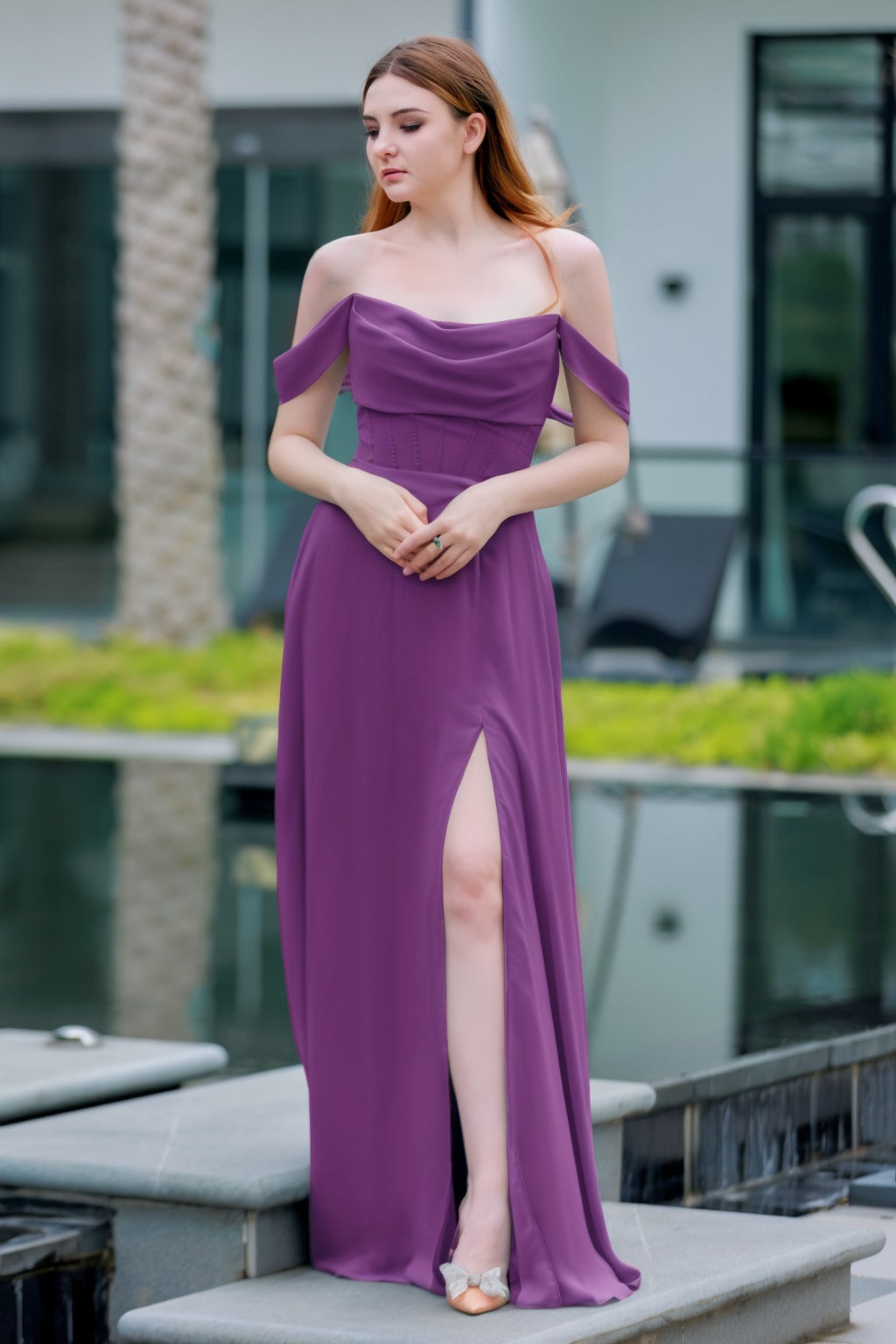 A-Line Floor Length Chiffon Bridesmaid Dress CB0709PS