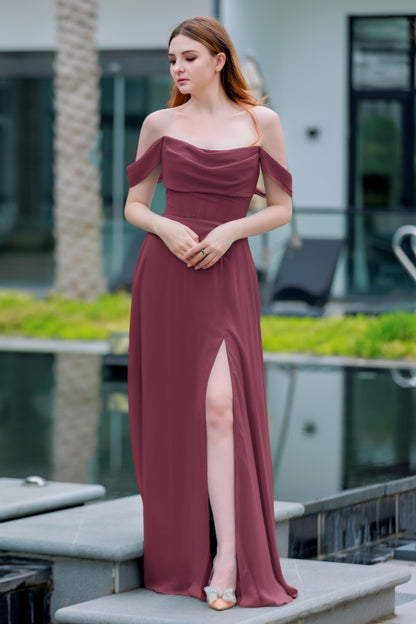 A-Line Floor Length Chiffon Bridesmaid Dress CB0709