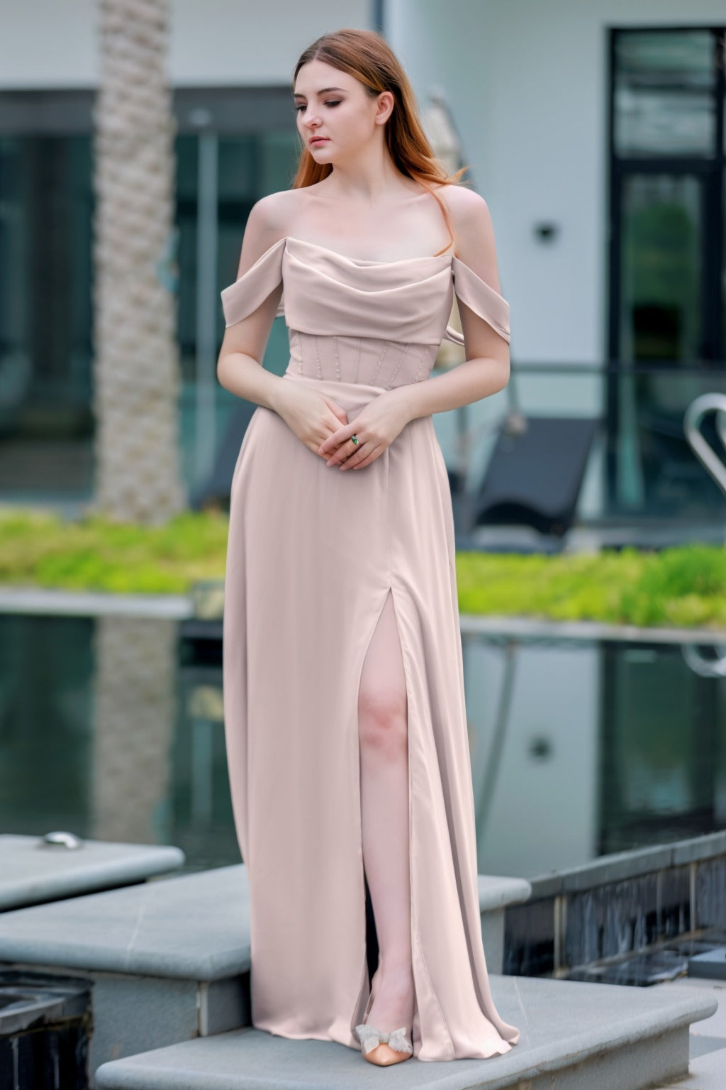 A-Line Floor Length Chiffon Bridesmaid Dress CB0709