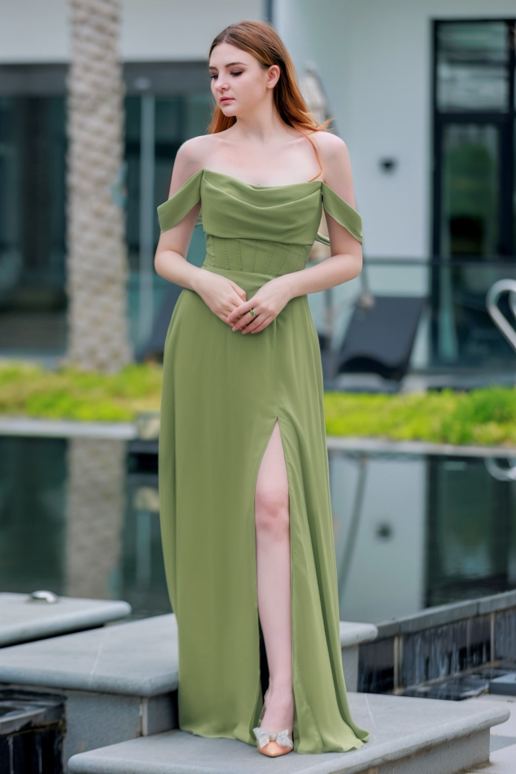 A-Line Floor Length Chiffon Bridesmaid Dress CB0709