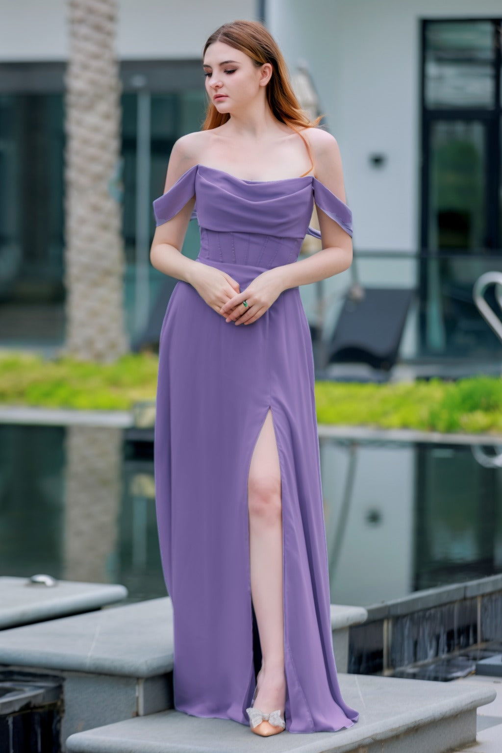 A-Line Floor Length Chiffon Bridesmaid Dress CB0709PS