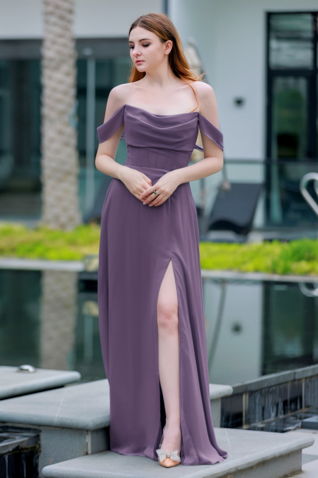 A-Line Floor Length Chiffon Bridesmaid Dress CB0709PS