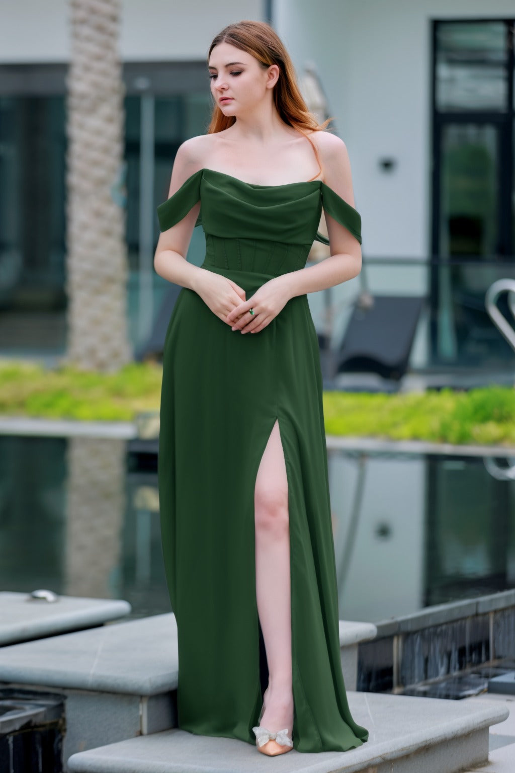 A-Line Floor Length Chiffon Bridesmaid Dress CB0709PS