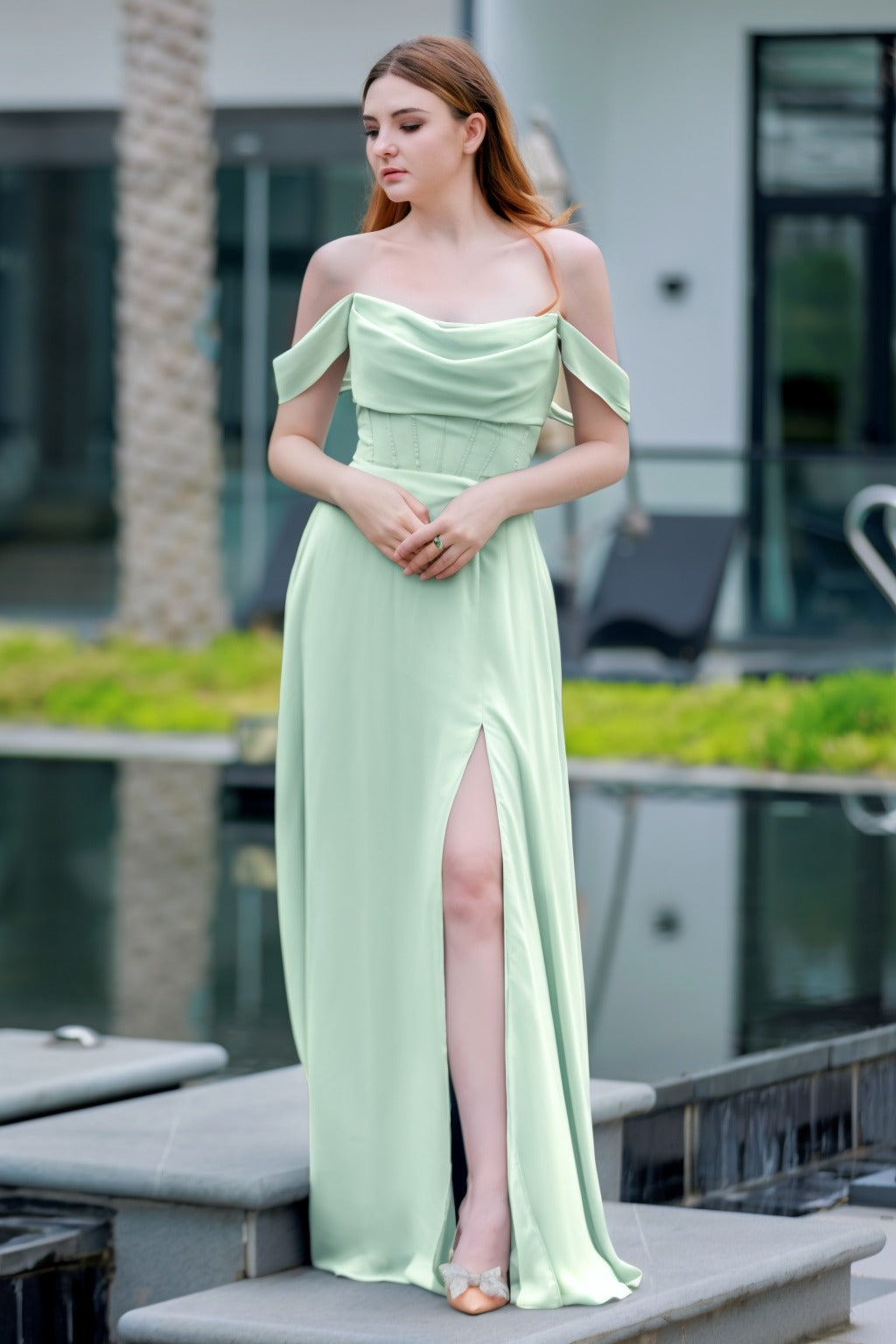 A-Line Floor Length Chiffon Bridesmaid Dress CB0709PS