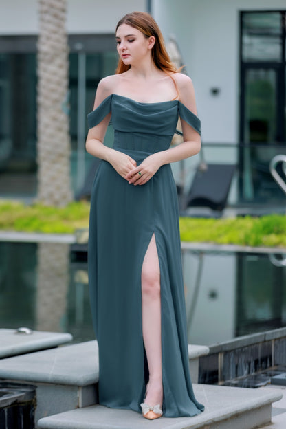 A-Line Floor Length Chiffon Bridesmaid Dress CB0709