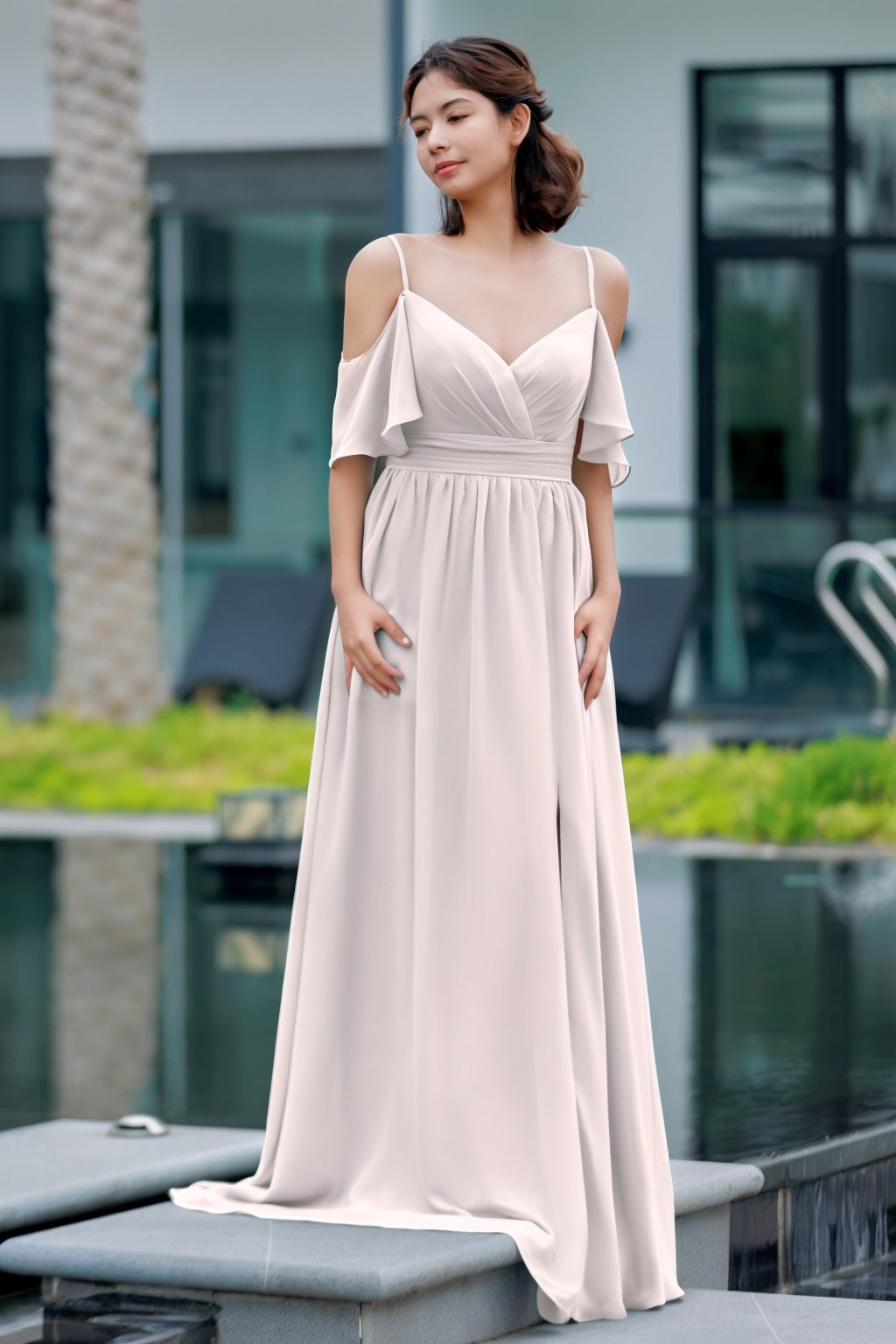 A-Line Floor Length Chiffon Bridesmaid Dress CB0710