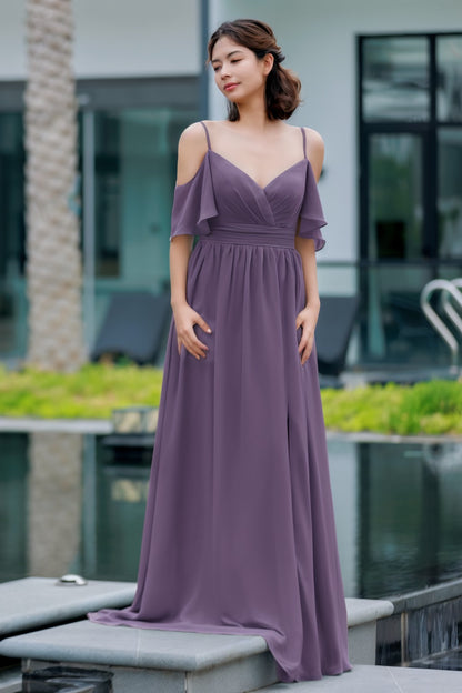 A-Line Floor Length Chiffon Bridesmaid Dress CB0710